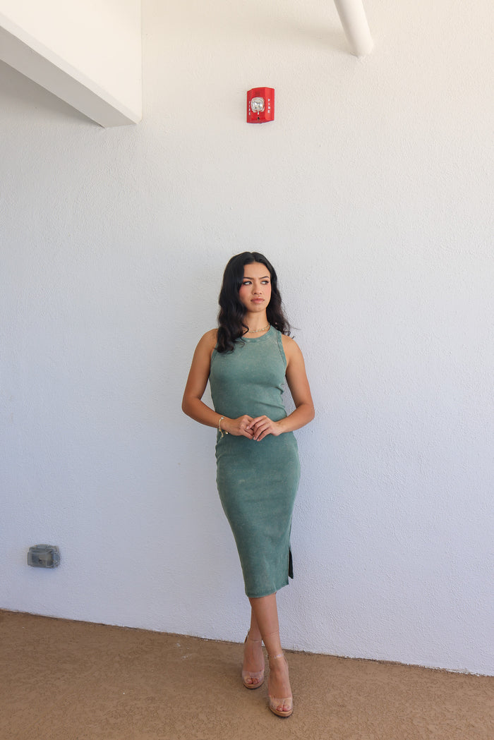 Kim Tank Dress - Gray Green