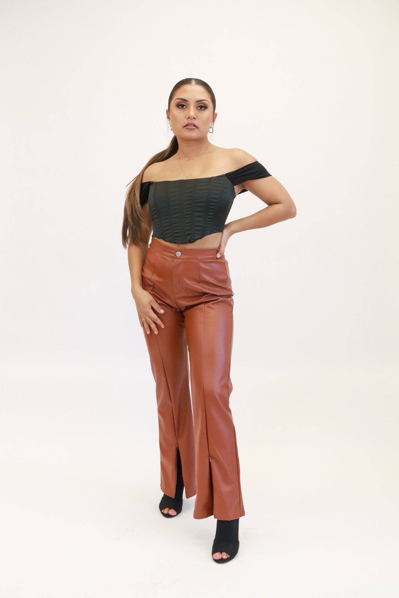 Karla Leather Pants - Caramel