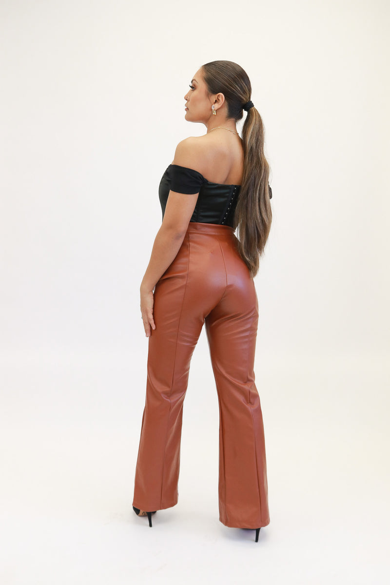 Karla Leather Pants - Caramel